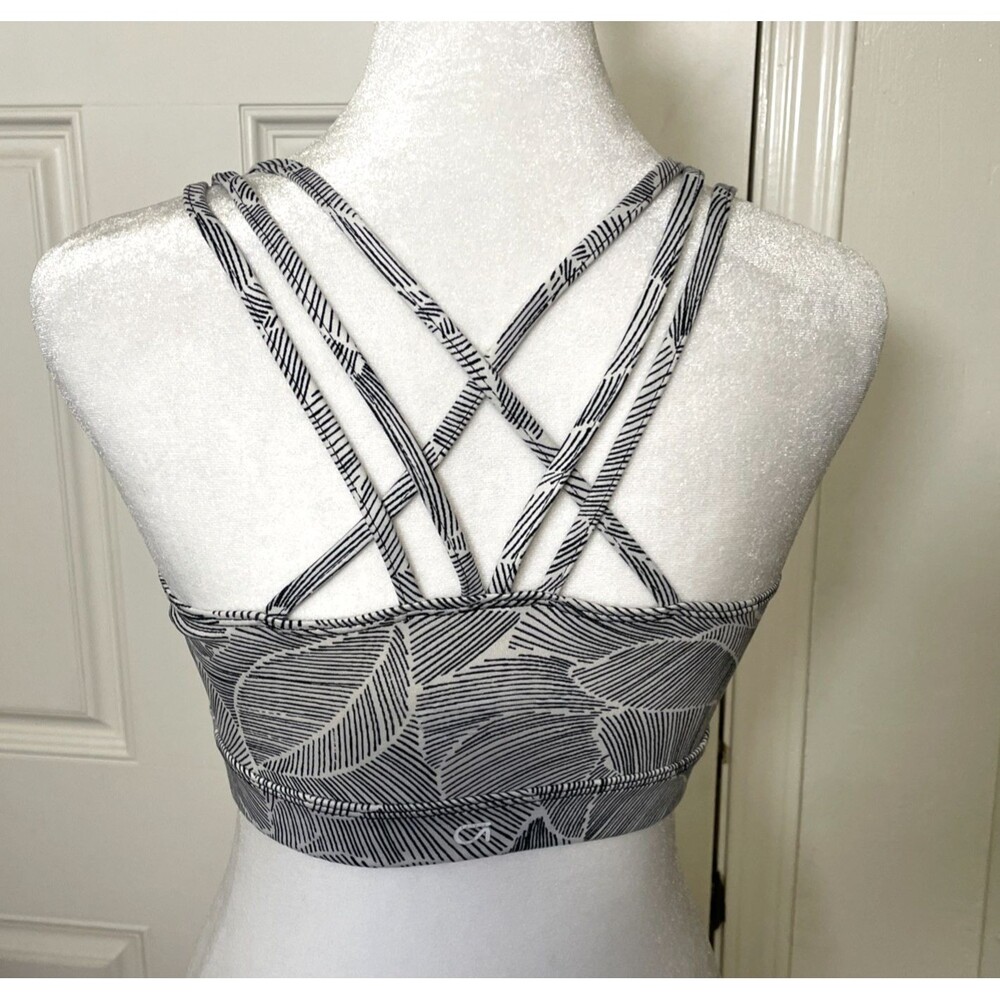 GapFit Women's Support Strappy Sports Bra White & Black Print Padded Size Small - Picture 3 of 8